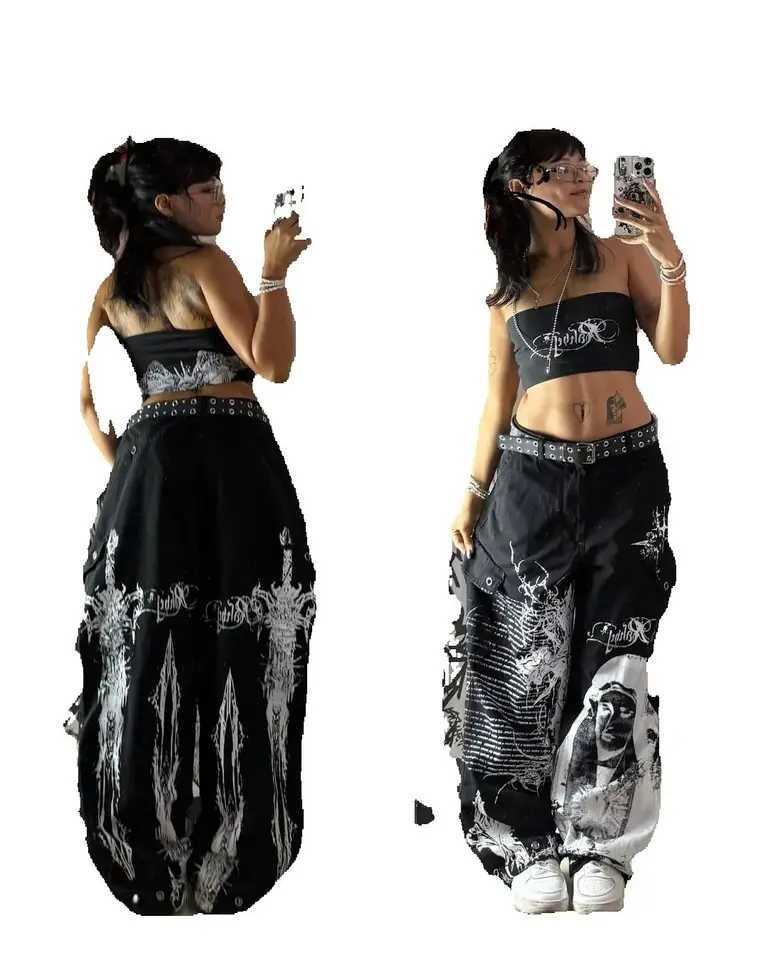 New American Hiphop Rock Harajuku Trendy Streetwear Baggy Washing Jeans Men Y2K Casual Street Retro Loose Wideleg Pants Women Z250910