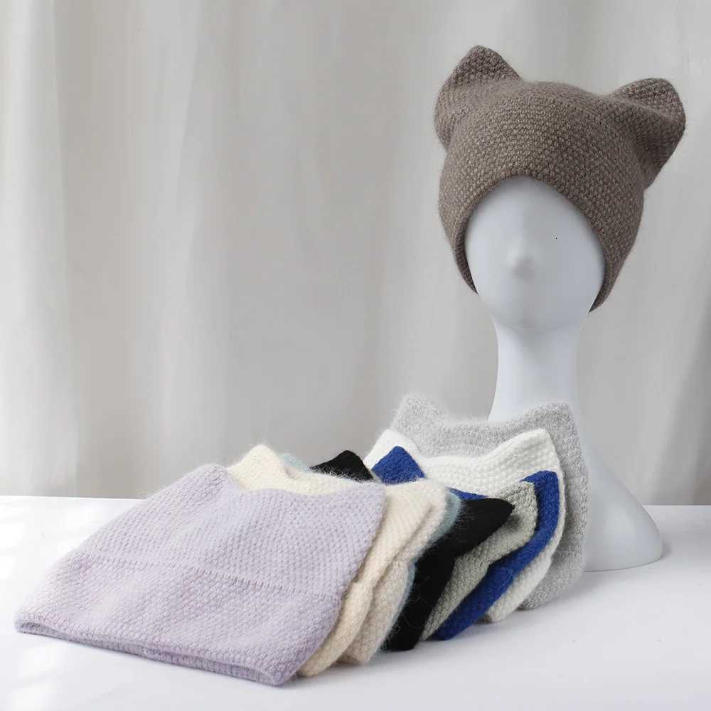 2024 newSolid Color Ear Embroidered Letters Keep Warm Elasticity Knitted Hat Autumn Winter Crimping Beanie Skull CXJ250910