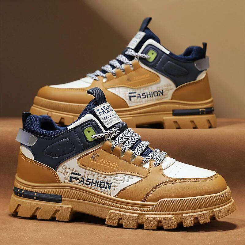 Men's workwear boots four season new anti slip soft sole comfortable labor protection shoes outdoor casual high top sports boots