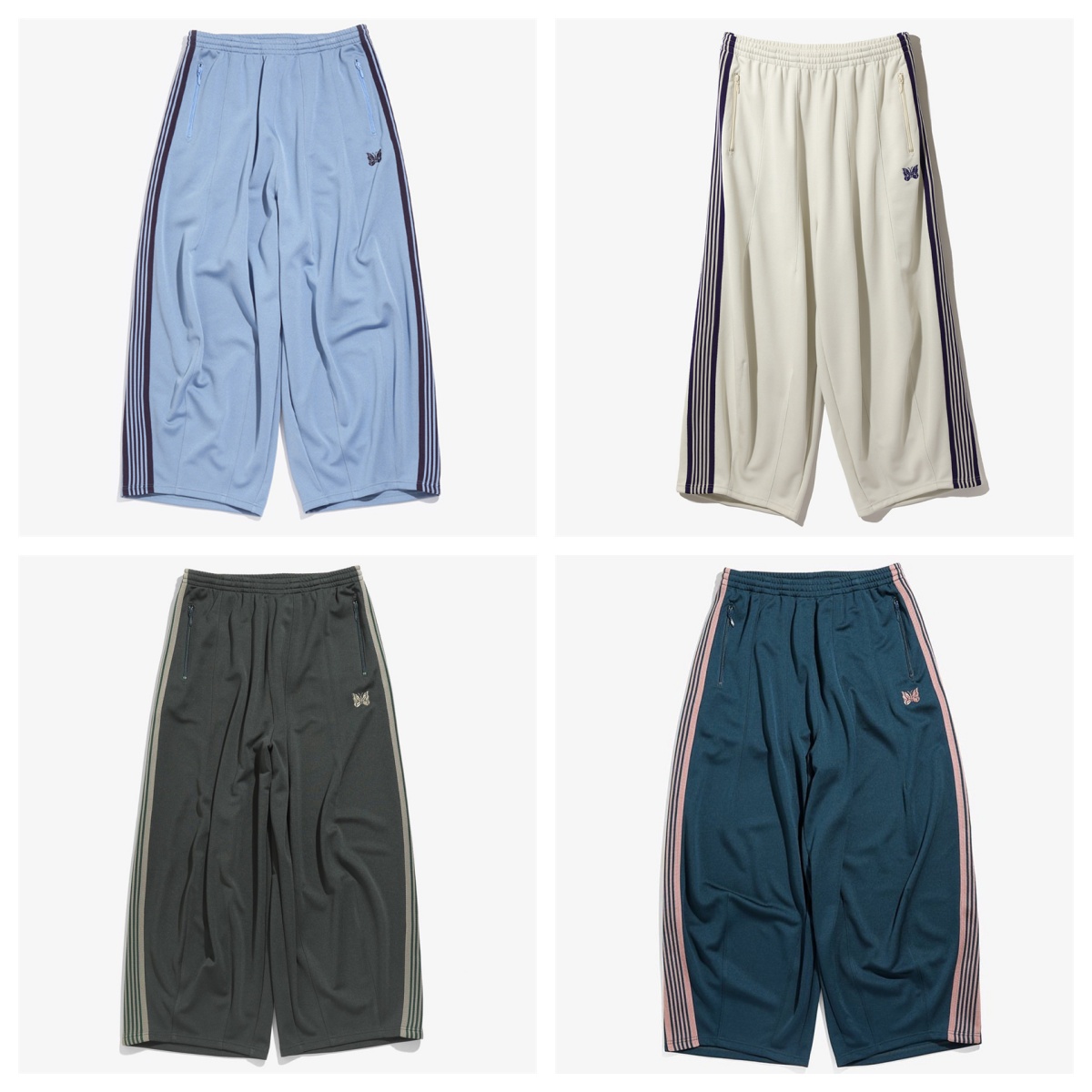 Men's needles track pants 48 Colors Fashion Designer Pants Side Stripe Oversized 1:1 Clothing Wide Men Women Embroidered Butterfly Track Poly Casual AWGE Sweatpants