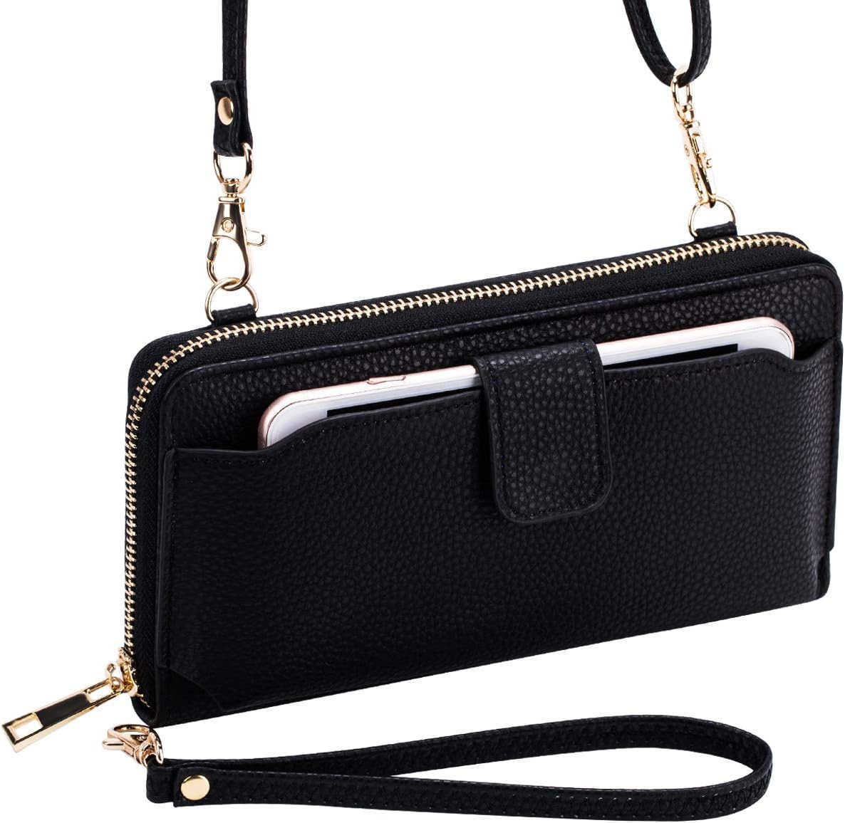 Womens Wristlet Wallet Crossbody Bag Cellphone Purse Handbag RFID Card Slots 2 Strap WristW250910