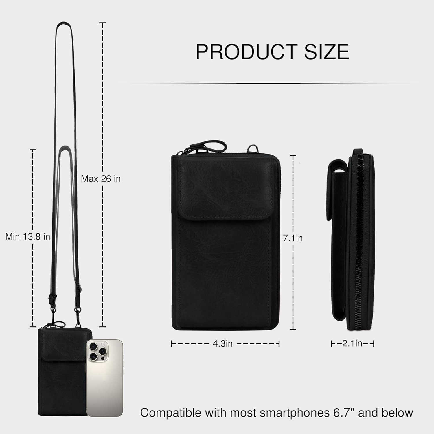 Women Cell Phone Purse Wallet Small Crossbody Bag Leather Shoulder Bag with Card SlotW250910
