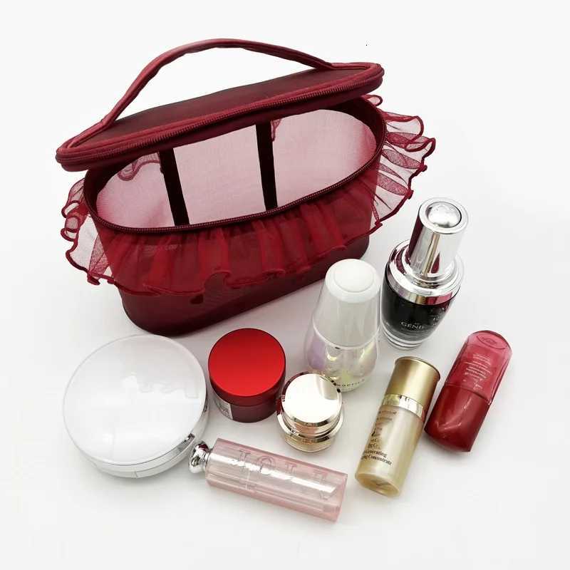1Pc Ins Style Girl Mesh Love Embroidery Portable Makeup Bag Cute Tissue Pack Makeup Storage BagXJ250910
