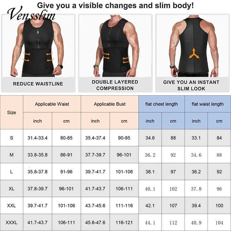 Men Neoprene Sauna Zipper Waist Corset Vest Belly Trimmer Compression Body Shaper Shirts Slimming Belt Faja Shapewear W250910