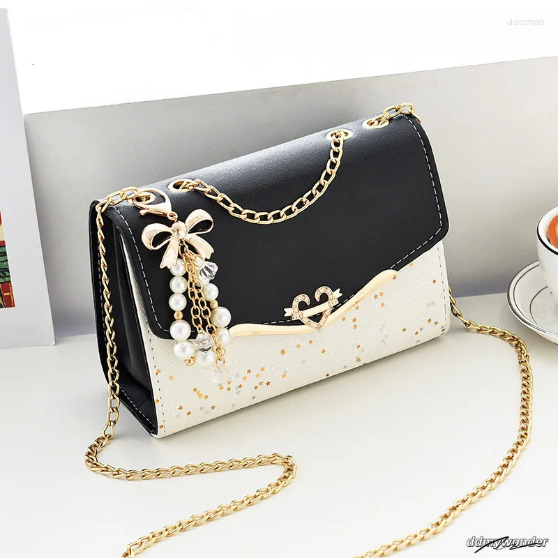 Shoulder Bags Trendy Fashion Ladies Crossbody Small Square Bag Girls Cross Tassel Pendant Sequin Embellished PU Polyester ddmywonder ddmywonder