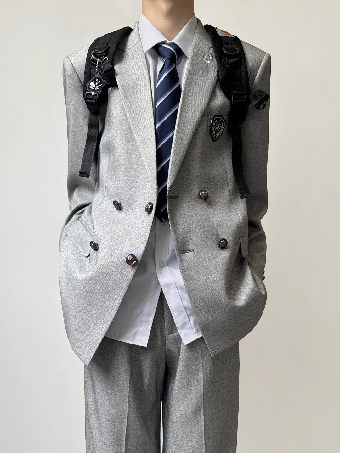 H862Men's spring and autumn youth double-breasted suit jacket
