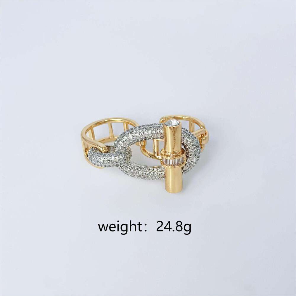 New gold tone full diamond luxury jewelry for women classic super sparkling crossbar OT series ring bracelet set pig nose moissanite silver tone desig