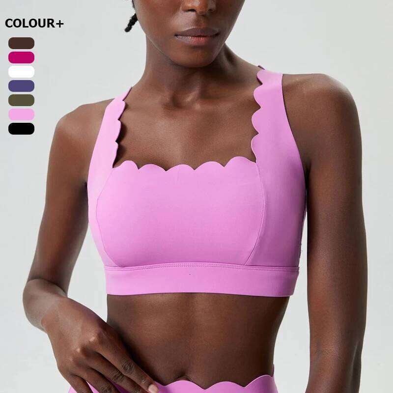 Buttery Soft Fiess Yoga Bra Women Square Neckline Gym Crop Top Sexy Back Sports Underwear Female Workout Running Clothes