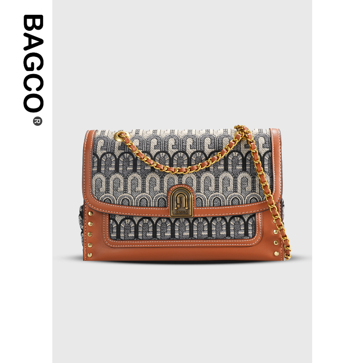 G-shaped jacquard fabric crossbody shoulder bag2025