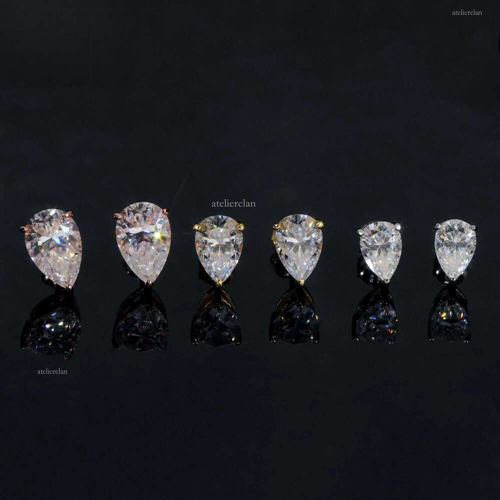 Wholesale Price Fine Jewelry Women Sier Pear cut Moissanite Dia Stud Earrings GRA Certificated