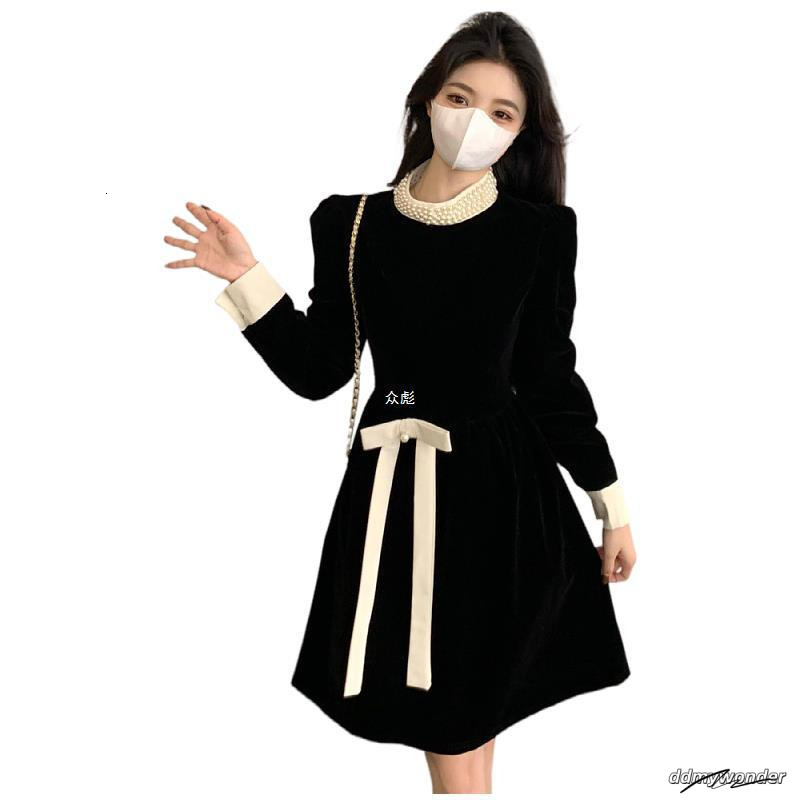 Large Size Women's Autumn/Winter French Hepburn Style Chubby Girl Appears Slim And Waist Tight Temperament Dress ddmywonder ddmywonder ddmywonder
