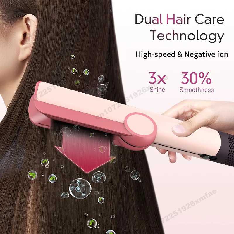 Professional 2 IN 1 Hair StraightenerHair Dryer Negative Ion Hairdryer Iron LongLasting Styling ToolBest Gift ForWomenhairdryer L250909