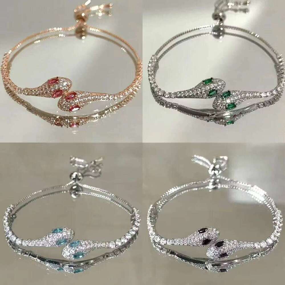 High Quality Icy Blue Sier/Brass Moissanite Serpent Bracelet with Pull-on Design Exuding and Sophistication
