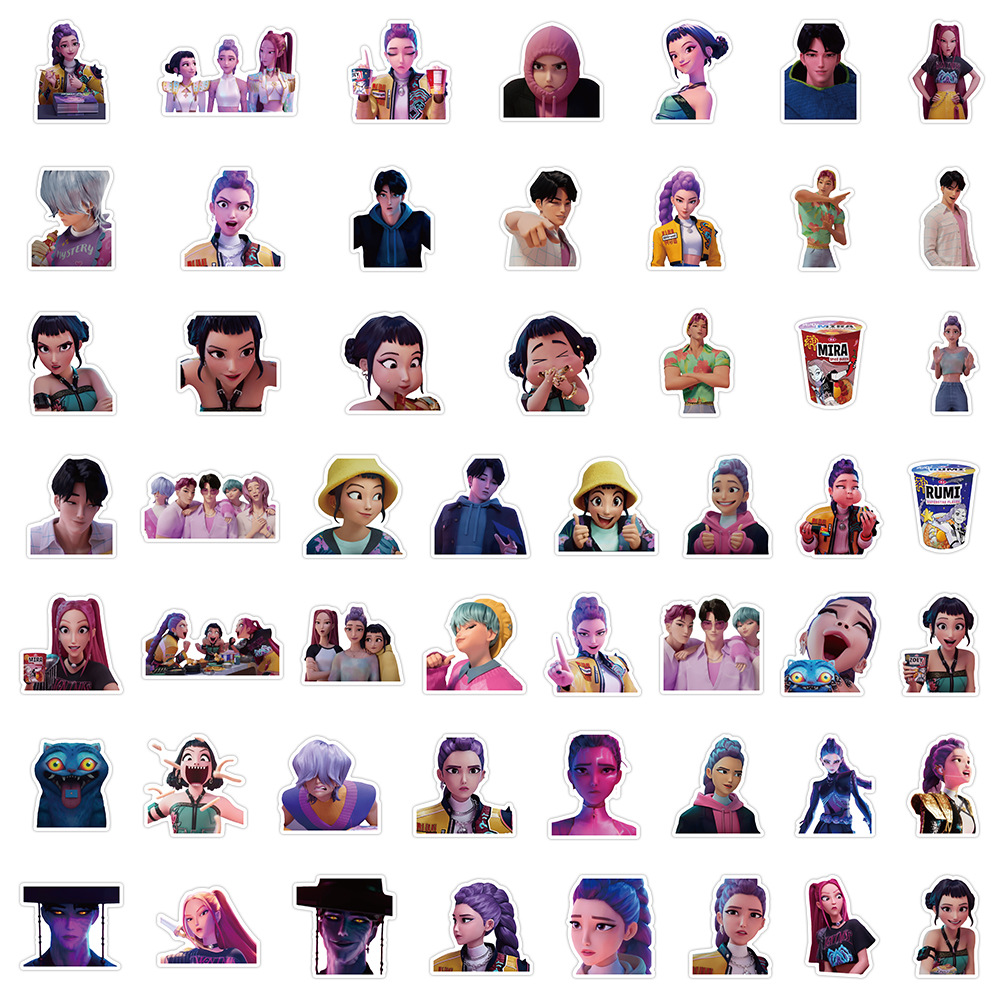 50-500pcs Kpop Demon Hunters Stickers for Water Bottle Waterproof Stickers for Laptop Skateboard Phone Guitar Travel Case Bike Notebook Helmet Sticker