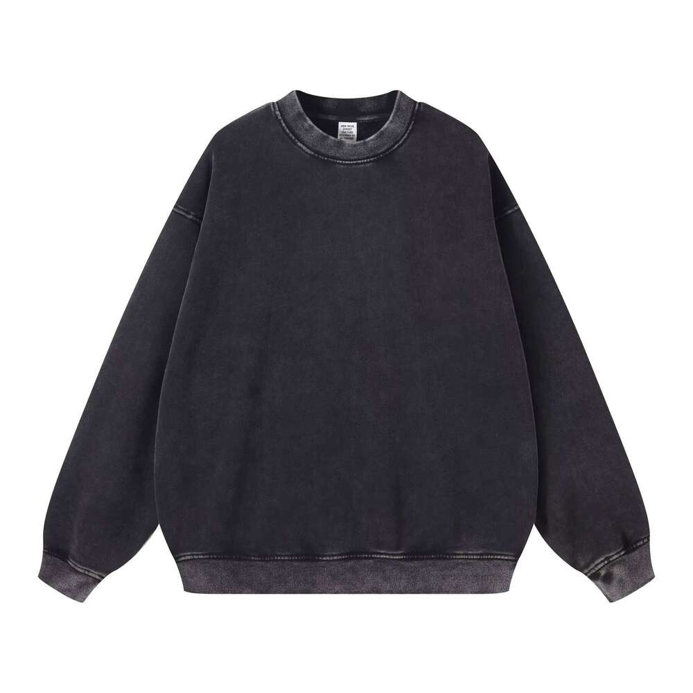 High Quality Men's Washed Wool Crew Neck Logo sweatshirts