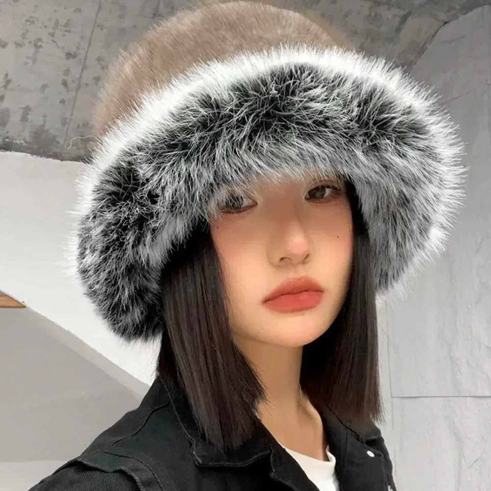 Winter Warm Hat for Women Men Unisex Faux Fur Mongolian Hat Two Tone Cololock Fluffy Plush Trper Beanie C for Cold WeatherXJ250910