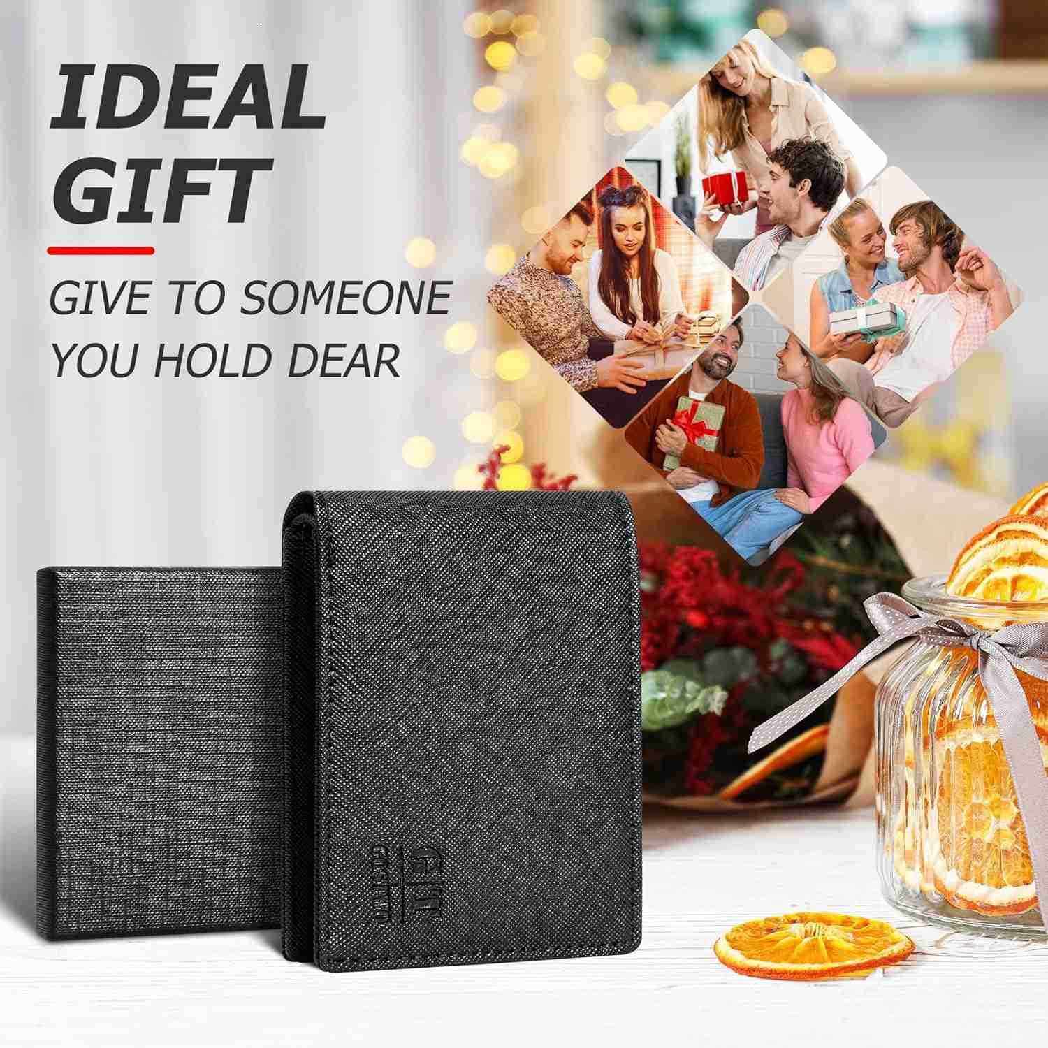 Slim Wallet for Men Minimalist Leather ID Window Front Pocket Bifold WalletZ250910