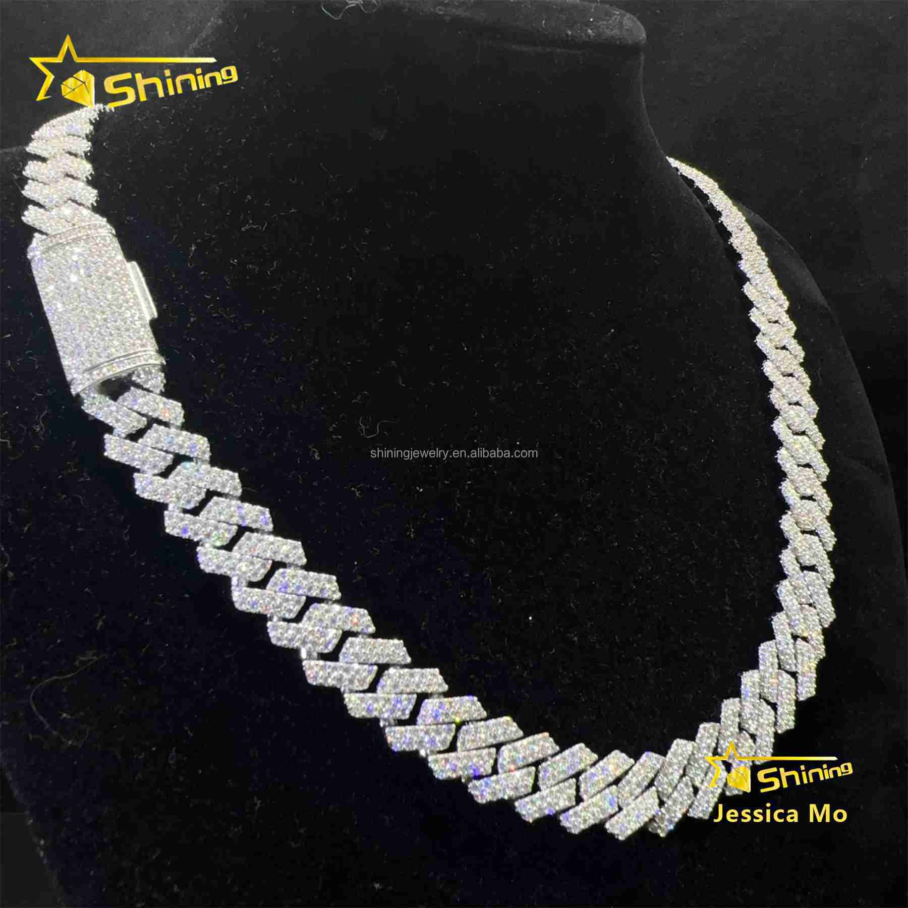 In Stock Pass Diamond Tester GRA Certificate 13mm Iced Out Moissanite Cuban Link Chain Sterling Silver Hip Hop Miami Cuban Chain