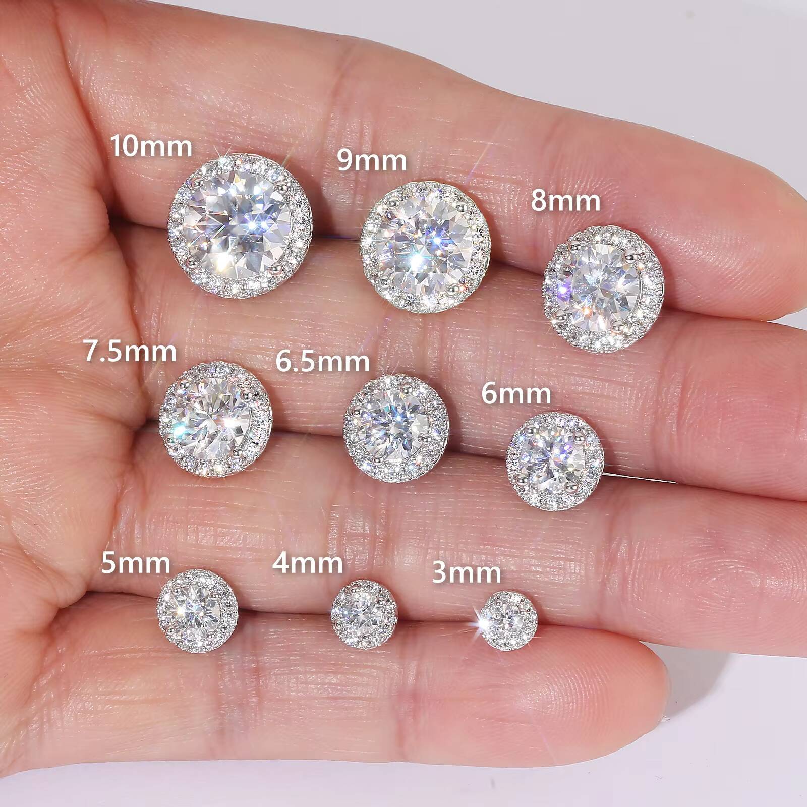 Moissanite Cluster Studs Womens Gifts 1ct 2 Carat S925 Sterling Silver VVS1 GRA Lab Created Diamond Mossanite Earring for Men
