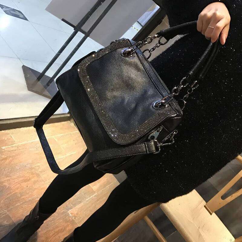 Designer Bag Dia Inlaid Cowhide Handbag Large Capacity Soft Leather Single Shoulder Simple European And American Style Women's Bag