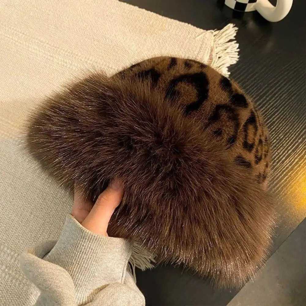 Hot Leopard Print Fur Hat Women Windproof Keep Warm Headgear Fur Fisherman Hat Female Faux Fur Thick Winter Hat La Russian HatXJ250910