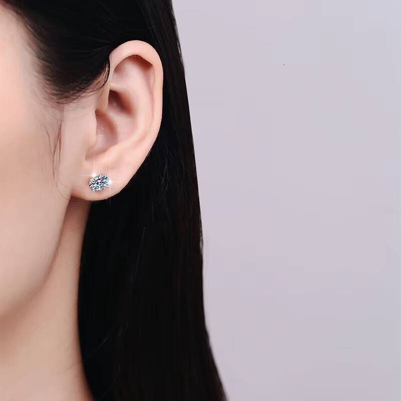 Moissanite Fine Jewelry Stud Earring for Women Simple Diamond S925 1CT Moissanite Oval Cut Earrings High Quality Bridal Jewelry