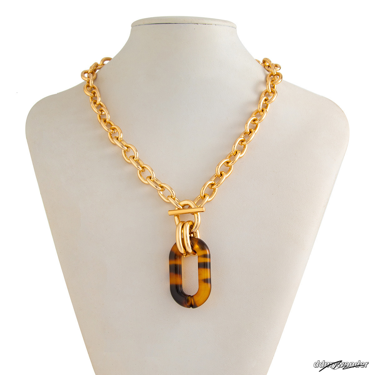 Accessories Fashion Geometric Leopard Print OT Buckle Sweet Cool Personality Metal Chain Necklace Set