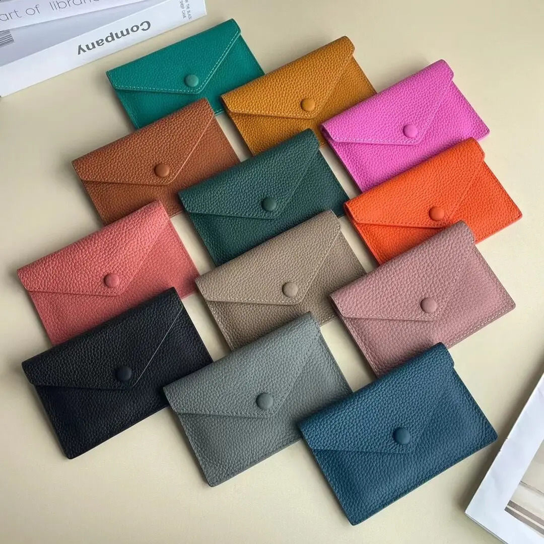 Ultrathin Ins Style Genuine Leather Card Holder Fashion Mini Short Envelope Women Wallet Korean Japan Credit Card Case Purse250906