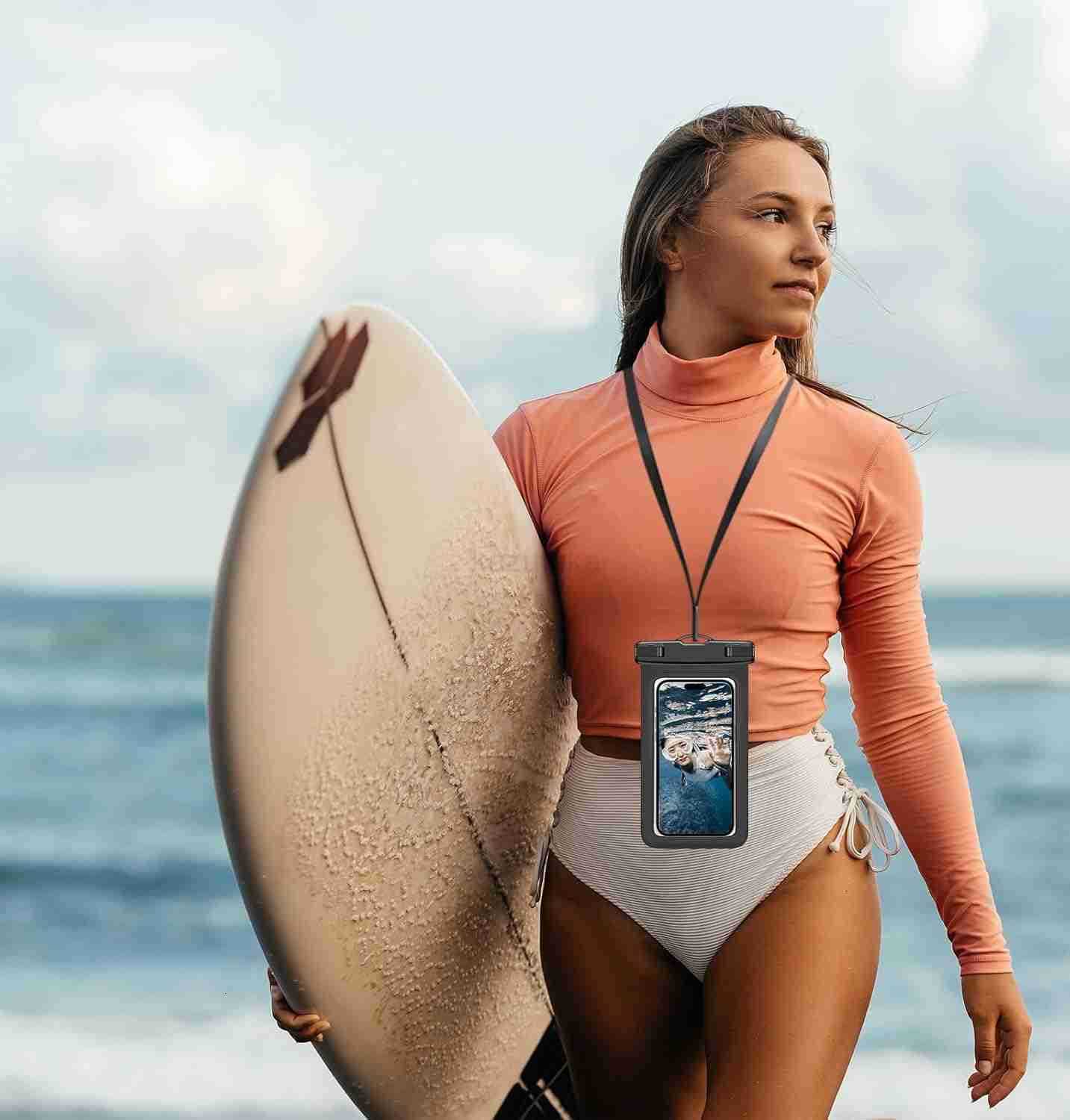 Waterproof Phone Pouch IP68 Floating Waterproof Phone Case Dry Bag Beach Cruise Essentials with Adjustable Lanyard for iPhone 16 Pro Max 15 Pro S24 S2
