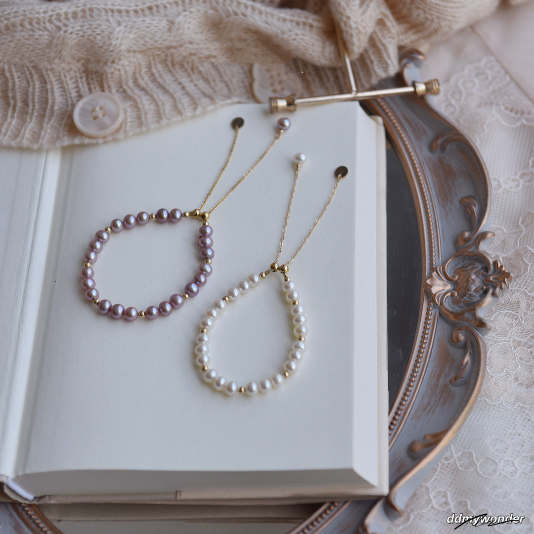 French Simple Freshwater Pearl Bracelet Female Grape Purple Pearl 14K Gold Design Light Adjustable Bracelet