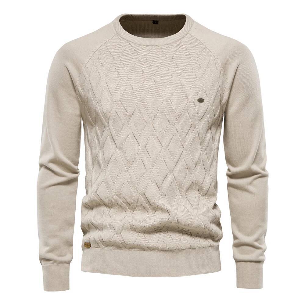 AIOPESON Argyle Basic Solid Color O-neck Long sleeve Knitted Male Pullover Winter Fashion New Warm Sweaters for Men dongdumaoyi