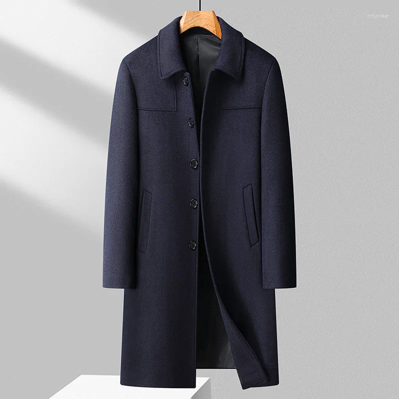 Men's Wool Winter Men Formal Wear Business Trench Coats British Cashmere Overcoats Quality Man Woolen Blends Long Jackets Size 4XL
