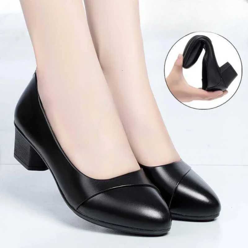 Fashion Womens High Heels Patent Leather Work Shoes Comfortable Women Heeled Shoes Pu Leather Loafers Square Heeled Talon Femme W250910