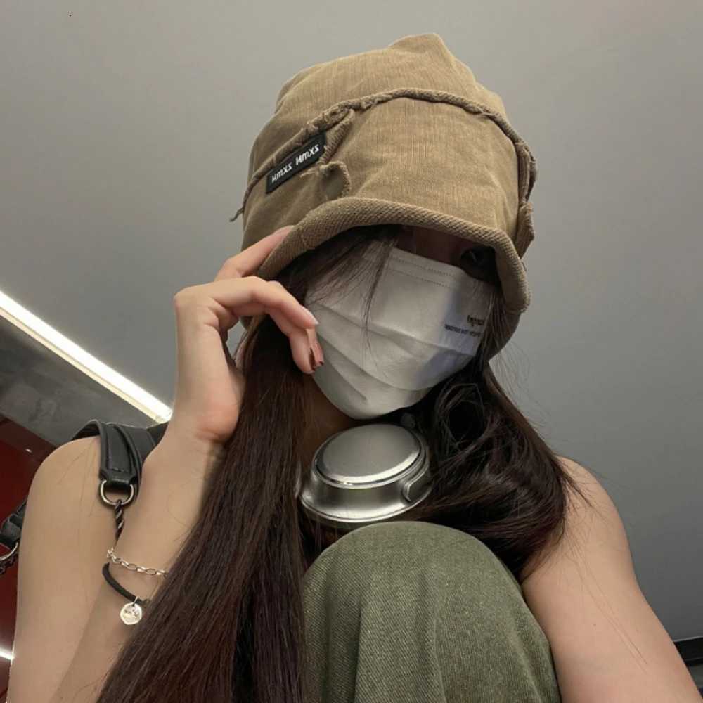 Unisex Fashion Beanies Skullies Big Head Circle Vintage Washed Bowler Hat Solid Color Cotton Elastic Bonnet Hat Hip Hop BeanieXJ250910