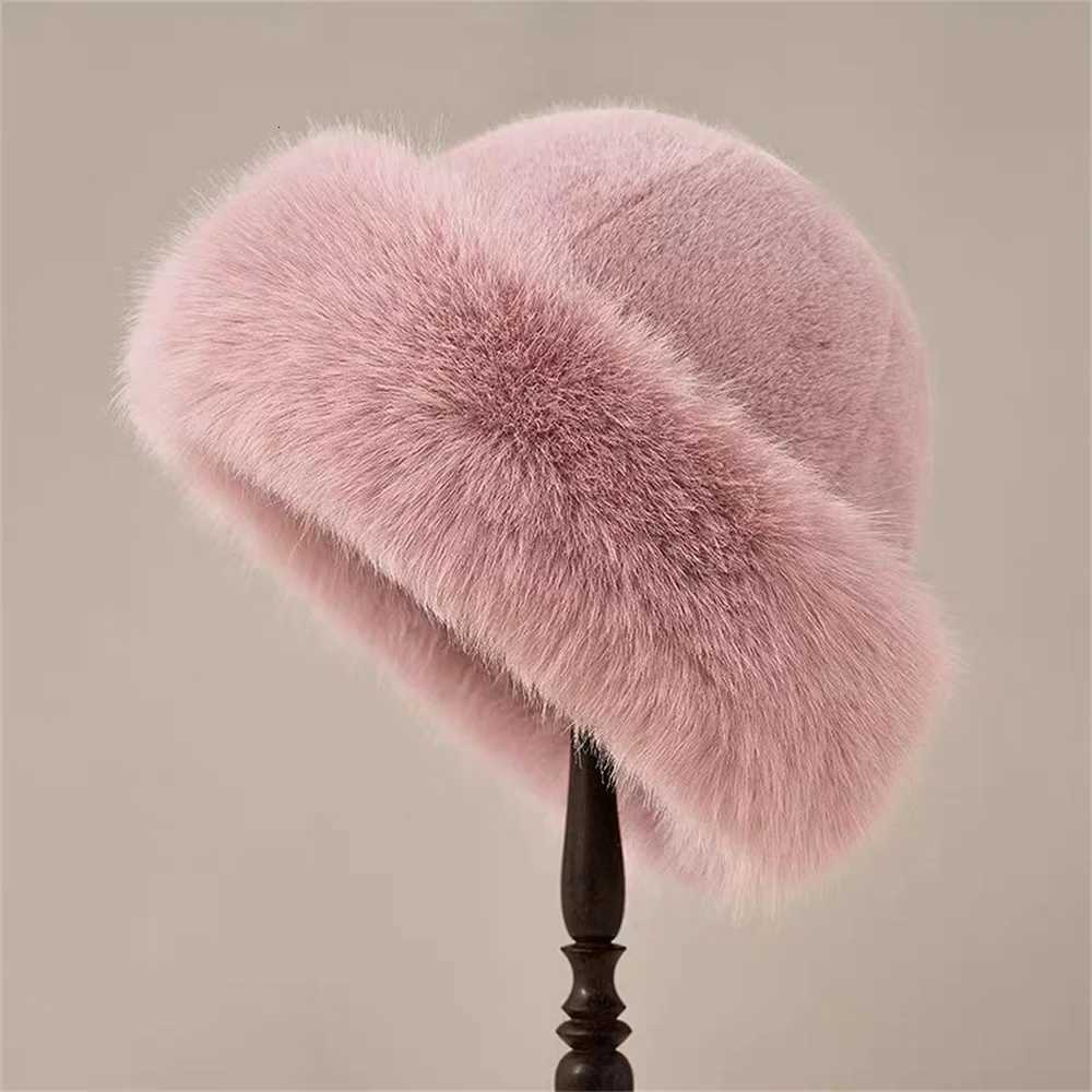 Korean Fashion Hat For Women Winter Thick Warm Imitation Fur Fisherman Hat Luxury Ladies Imitation Mink Fur Mongolia CXJ250910