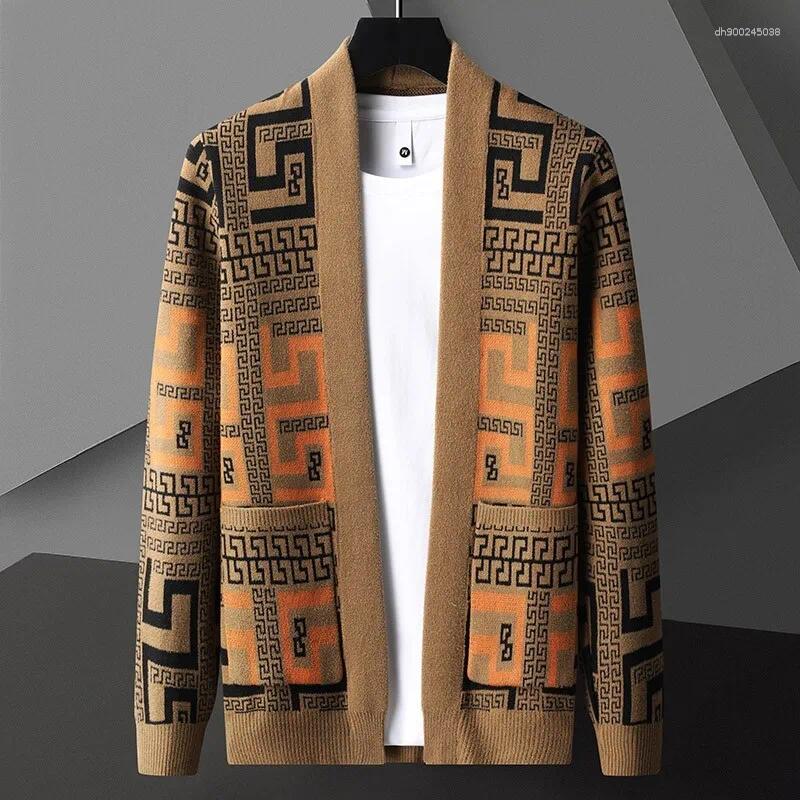 Men's Sweaters Spring And AutumnvCardigan Knit Sweater Outerwear Fashion Trendy Casual Printed Plus Size Loose Fit