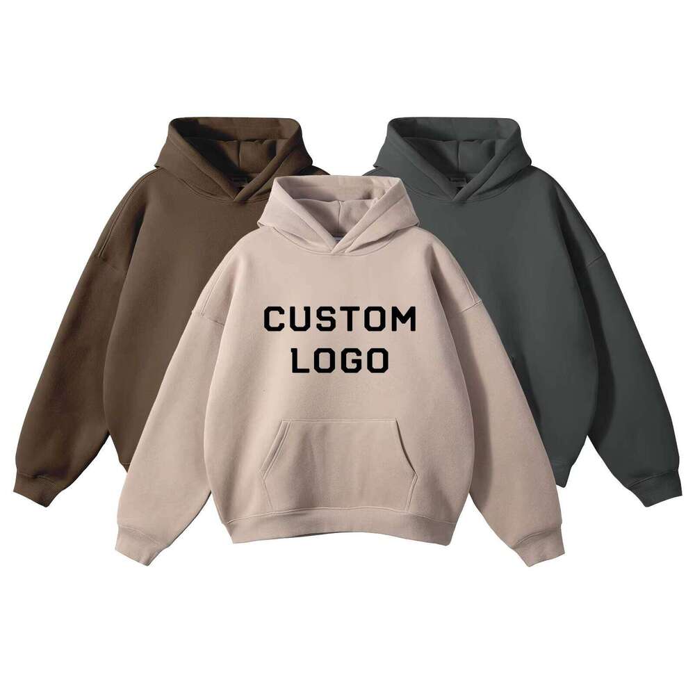 Logo Puff Print American Streetwear 380g Heavyweight Cotton Polyester Men's Regular Sleeve Hoodie and Sweatshirt