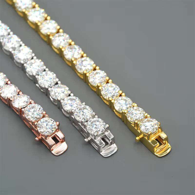 Fine Jewelry Bracelets 2-5mm Sterling Sier Hip-Hop Single Row Chain Moissanite for Women Tennis Bracelet