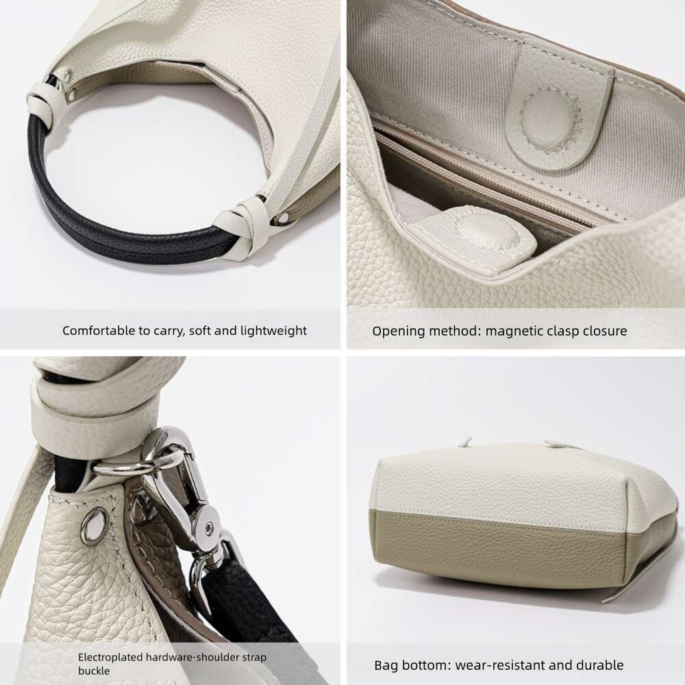 Luxury bag Korean Style Niche Design Color Block Lunch Box New Commuter Versatile Crossbody Bag Top Layer Cowhide Handbag for Women