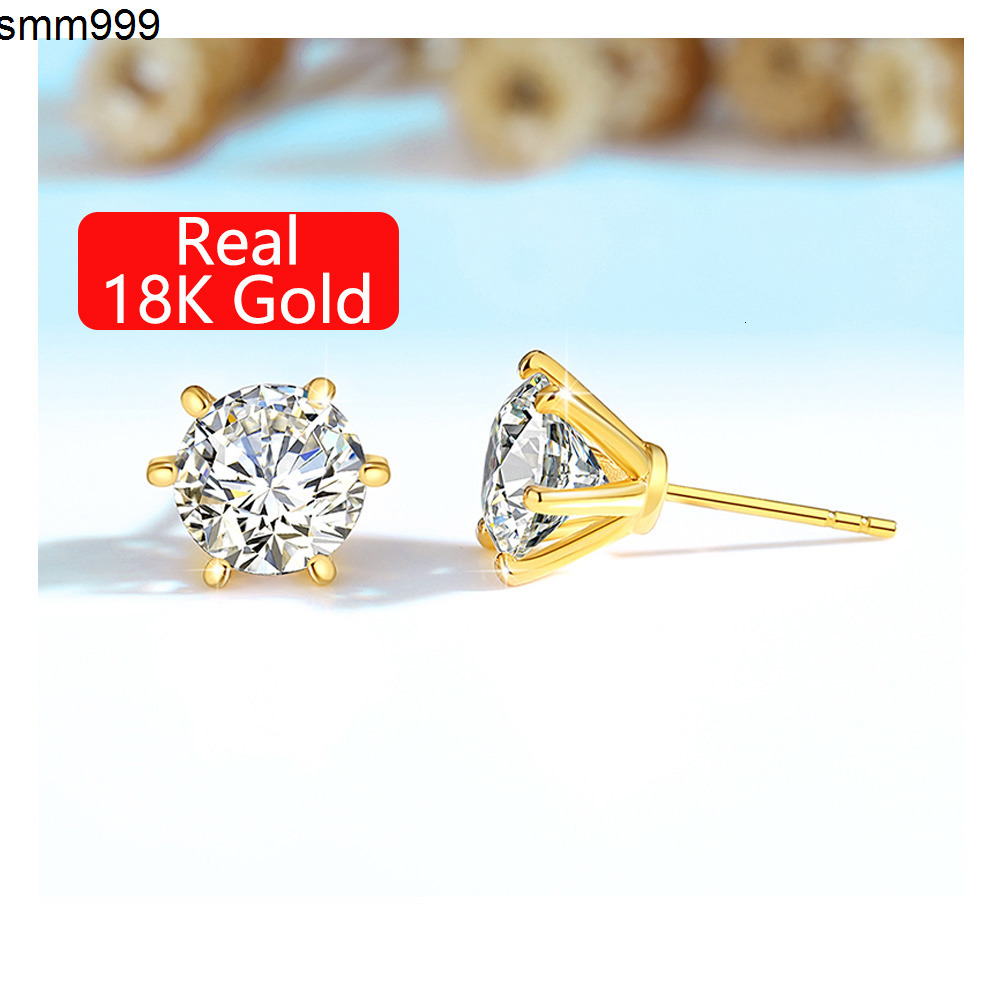 Fine Jewellery Earrings 03ct 05ct 1ct 2ct Moissanite Diamond Woman Gift Engagement 6 Claws Hollow 18K Gold Earrings