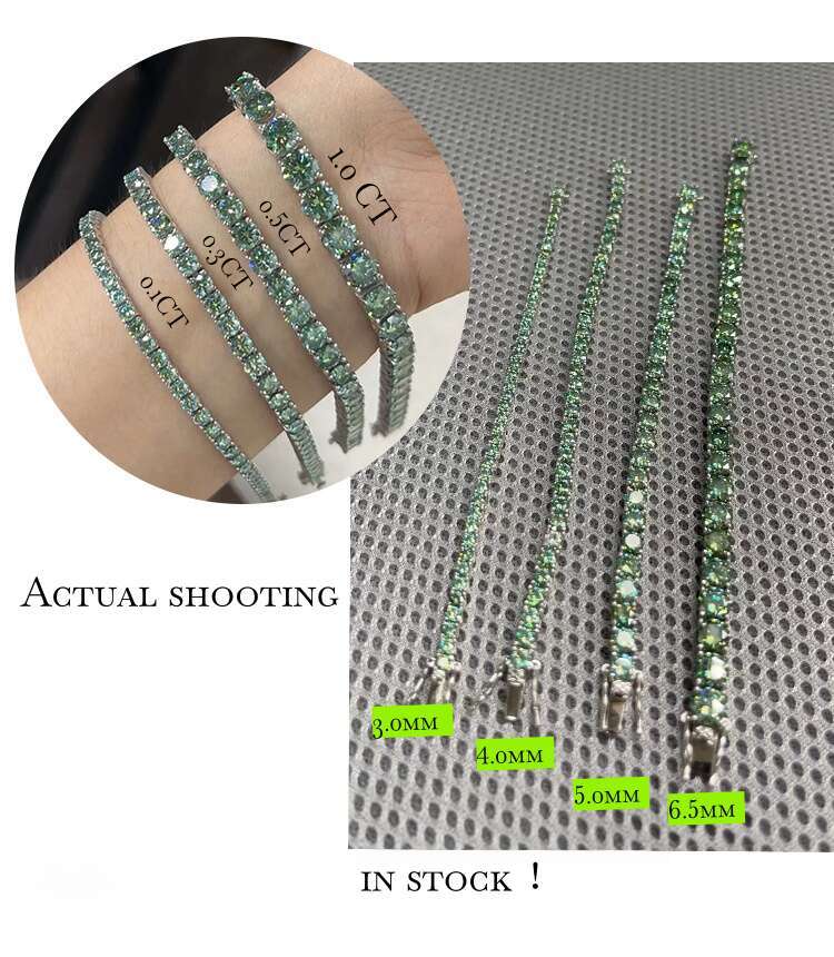 S Sier Green Dia Tennis Bracelet Both Men Women's Factory Wholesale Elegant Moissanite Bracelets Bangles