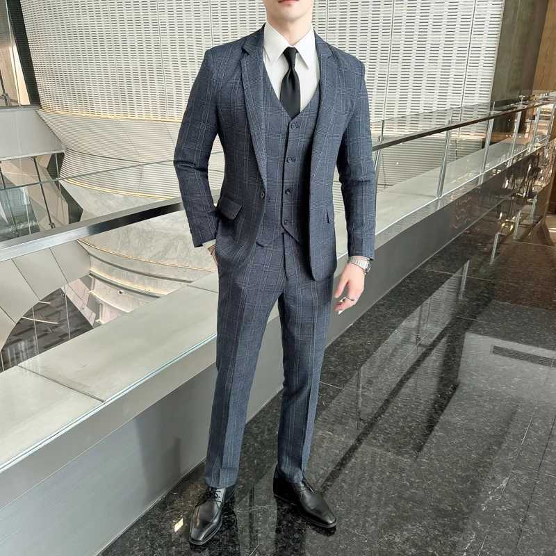 Quality Threepiece Suit Vest Trousers Set for Men Korean Fashion Slim Fit Business Casual Wedding Handsome Style W250910
