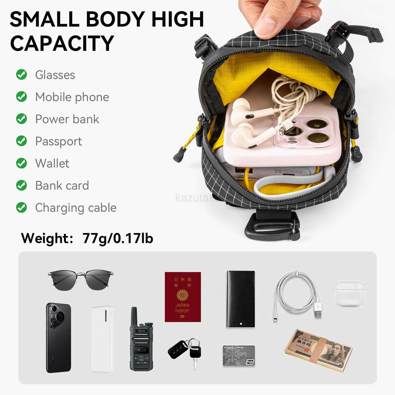 Backpack Shoulder Strap Pouch Smartphone Strap PackWaterproof Backpack Strap Pocket Attachment Bag for HikersSmall Crossbody Bag Waist Pack for Sports