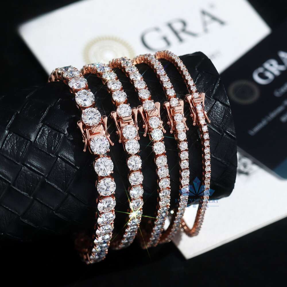 Sier D VVS Moissanite Tennis Women Various Sizes 2mm-6.5mm Gold Plated Bracelet Bangle for Gift or Wedding
