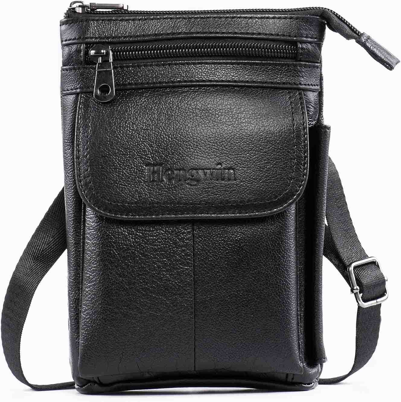 Genuine Leather Small Crossbody Purse for Men Women Travel Passport Wallet Cell Phone Shoulder Holster Belt Pouch Messenger Bag Z250910