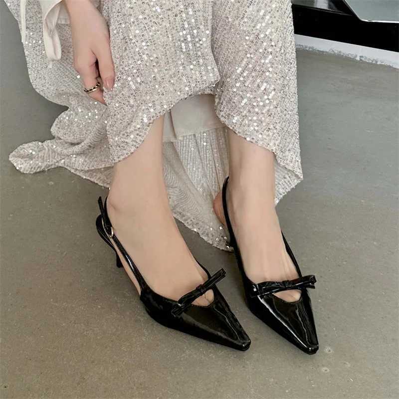 Aneikeh 2025 SummerDesigner Bowknot Buckle Strap Pumps Women Sexy Pointed Toe Thin Heels Wedding Banquet Dress Mule Ladies Shoes W250910
