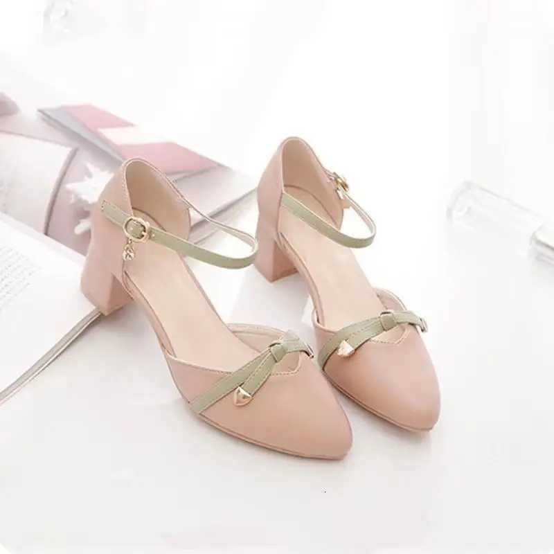 2024 New Mid Heel Versatile Thick Heel High Heel Shoes Baotou Single Shoes for Women W250910
