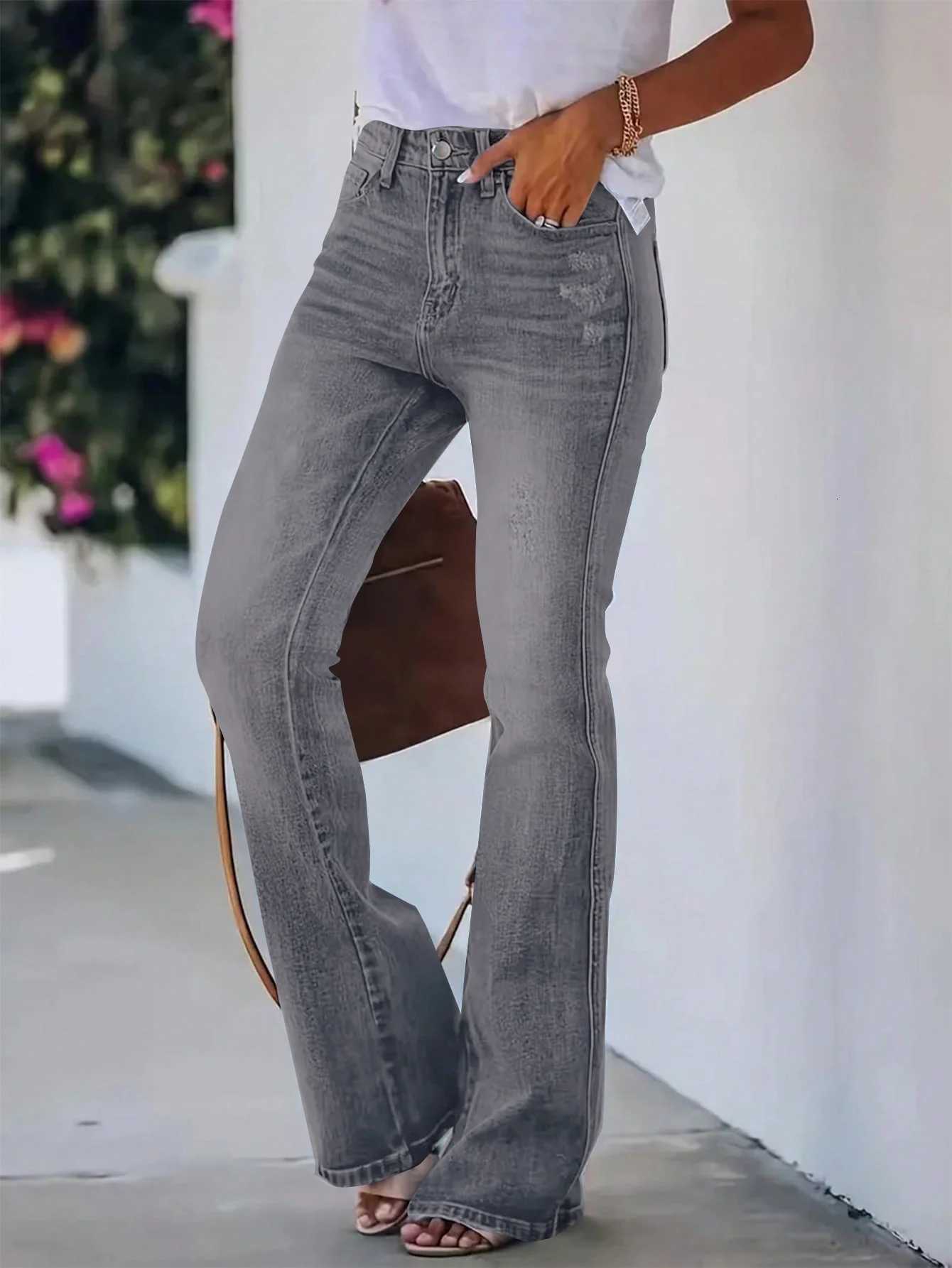 New hot womens horn jeans high waist slimming Denim pants Z250910