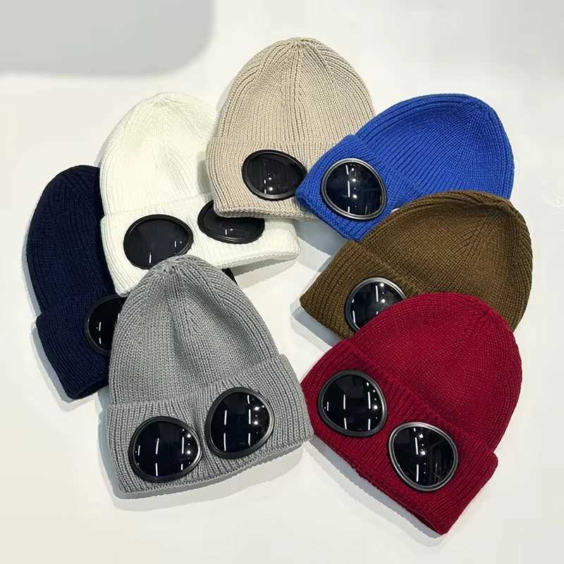 Autumn and winter mens and womens windproof glasses thickened skiing knitted wool hat outdoor warm ear protection cold hatXJ250910