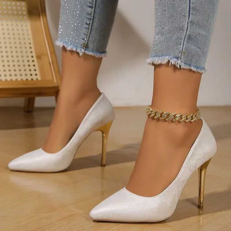 2024 Super High Stiletto Heels Pumps Women Solid Office Flock Pointed Toe Party Shoes Woman 3443 W250910